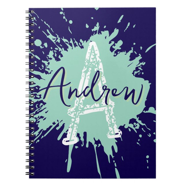Espiral Caderno Monogram Modern Boy Preppy de Volta às Aul (Frente)