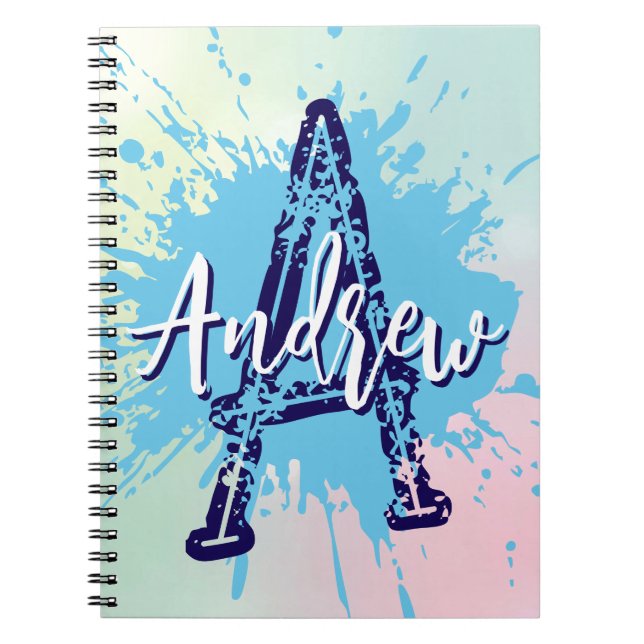 Espiral Caderno Monogram Modern Boy Preppy de Volta às Aul (Frente)