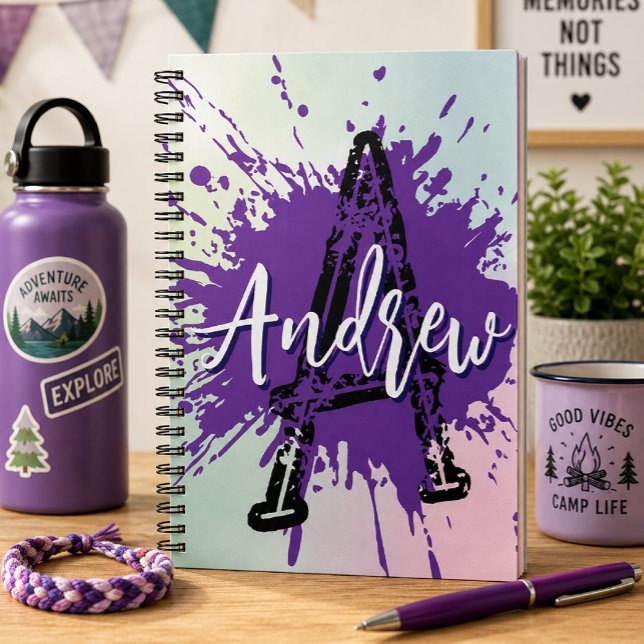 Espiral Caderno Monogram Modern Boy Preppy de Volta às Aul (Criador carregado)