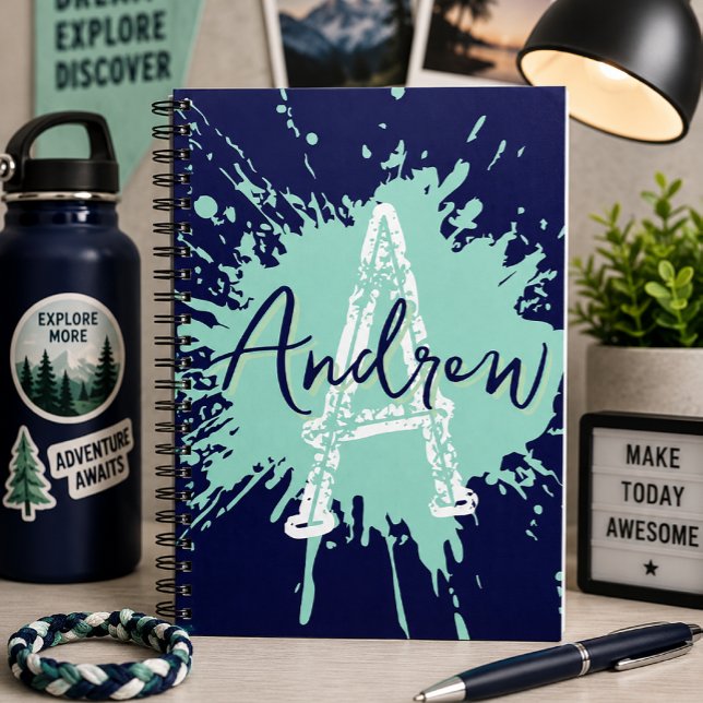 Espiral Caderno Monogram Modern Boy Preppy de Volta às Aul (Criador carregado)