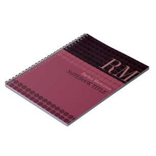 Espiral Caderno Monograma Círculos+Listras Estilo Vogue