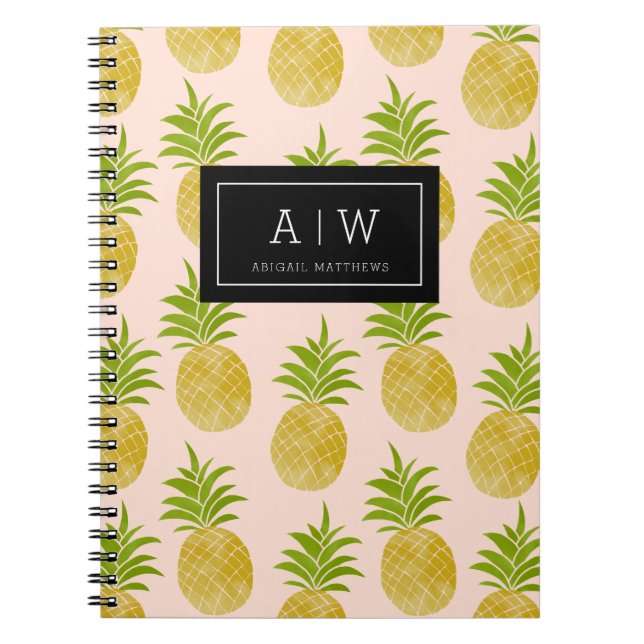 Espiral Caderno Monogrammed do abacaxi fino (Frente)