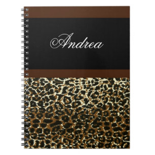 Espiral Caderno Monogrammed do impressão do leopardo