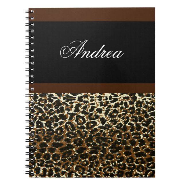 Espiral Caderno Monogrammed do impressão do leopardo (Frente)