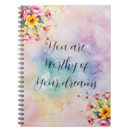 Espiral Caderno Motivacional Floral | Pastel Estético