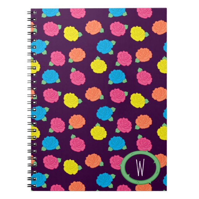 Espiral Caderno Neon Roses (Frente)