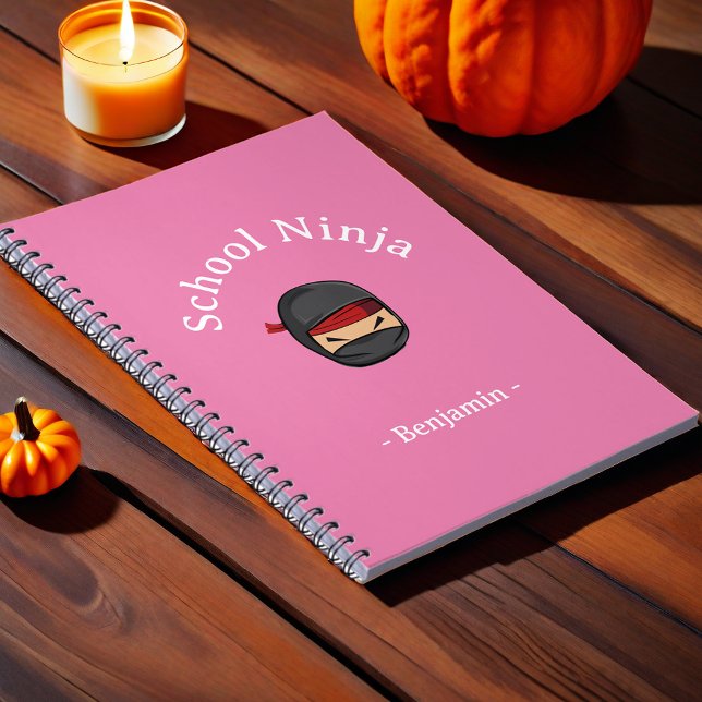 Espiral Caderno Ninja da Escola Personalizado Capa Rosa (Criador carregado)