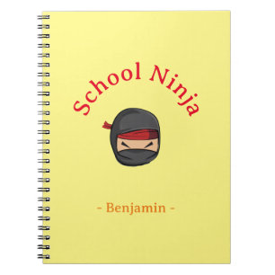 Espiral Caderno Ninja Escolar Personalizado Capa Amarela