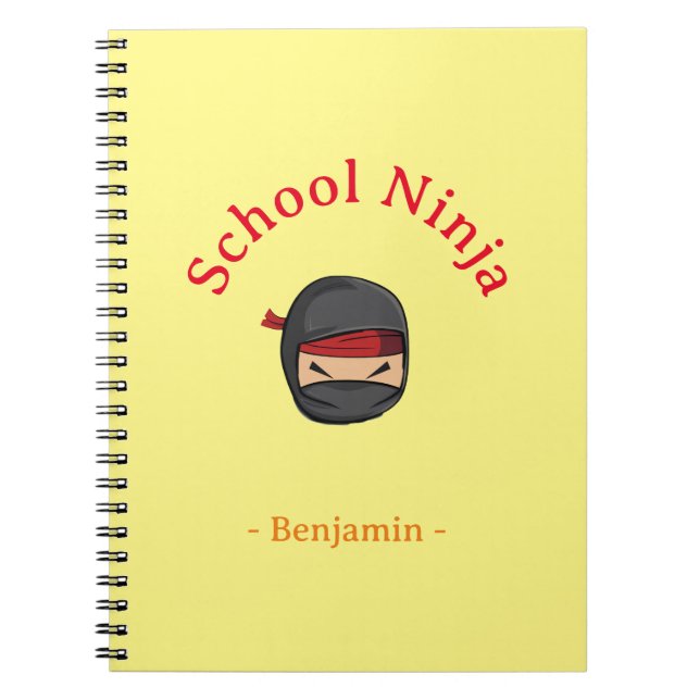 Espiral Caderno Ninja Escolar Personalizado Capa Amarela (Frente)