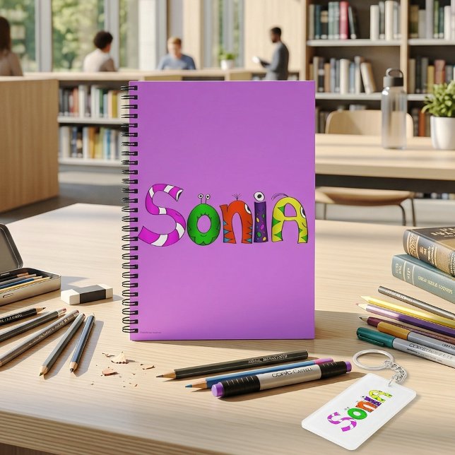 Espiral Caderno Nome Cartoon Funny Fellows | Sonia (Take a look at this most awesome cartoon character name "Sonia" notebook!)