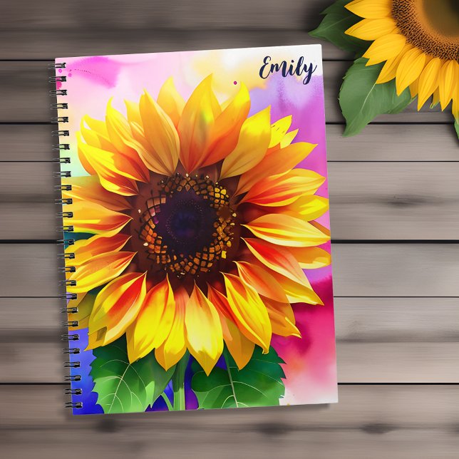 Espiral Caderno Nome Personalizado e Girassol (Nature's Colors, Your Notebook Wonders! 🌻📒)