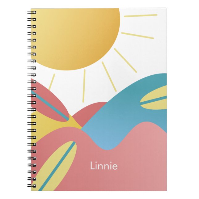 Espiral Caderno Nome Sol Surfando Legal (Frente)
