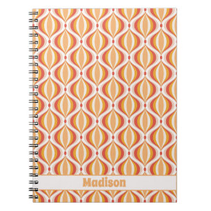 Espiral caderno nostalgia anos 70 padrão óptico groovy