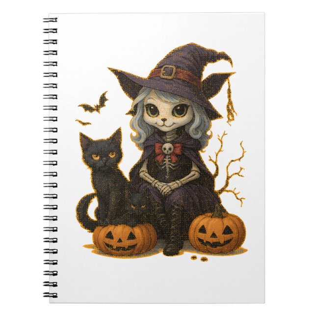 Espiral Caderno (Notebook) Bruxa dos Gatos (Frente)