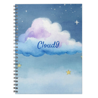 Espiral Caderno Nuvem9 Céu Estrelado Aquarela Sonhador