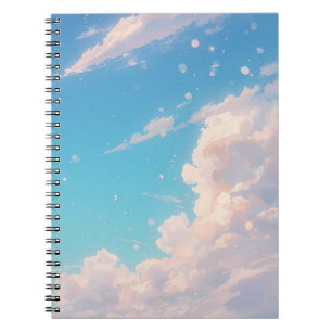Espiral Caderno Nuvem Suave, Diário Céu Pastel, Céu Azul
