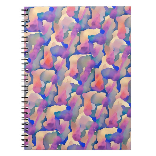 Espiral Caderno - Padrão Aquarela Multicolorido (Frente)
