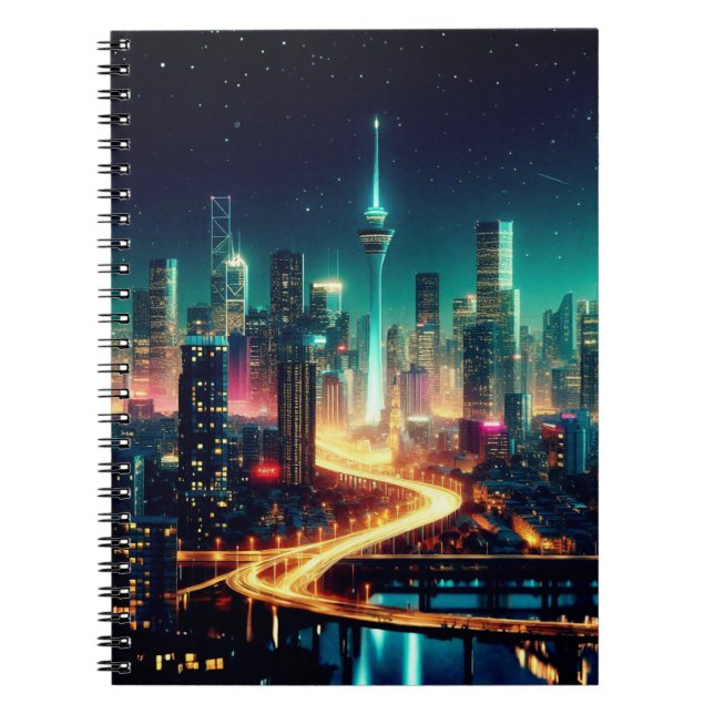 Espiral Caderno Paisagem Noturna da Cidade (Frente)