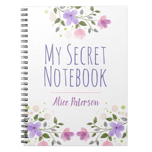 Espiral Caderno Particular Pessoal com Flores (Frente)
