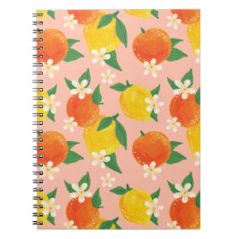 Espiral Caderno Pequeno Laranja Limão Cítrico