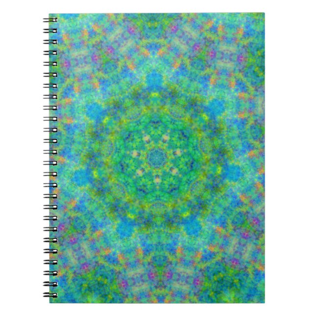 Espiral Caderno persa do design do tapete do verde azul (Frente)