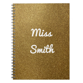 Espiral Caderno personalizado algum brilho Dourado