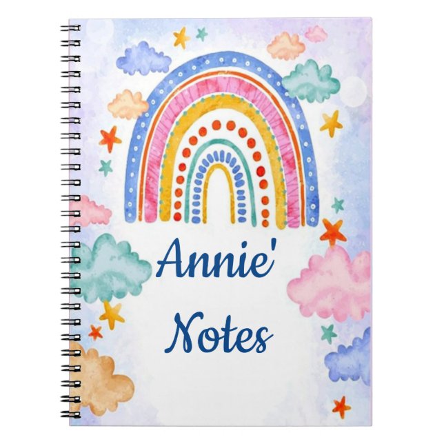 Espiral Caderno personalizado arco-íris pastel fofo (Frente)