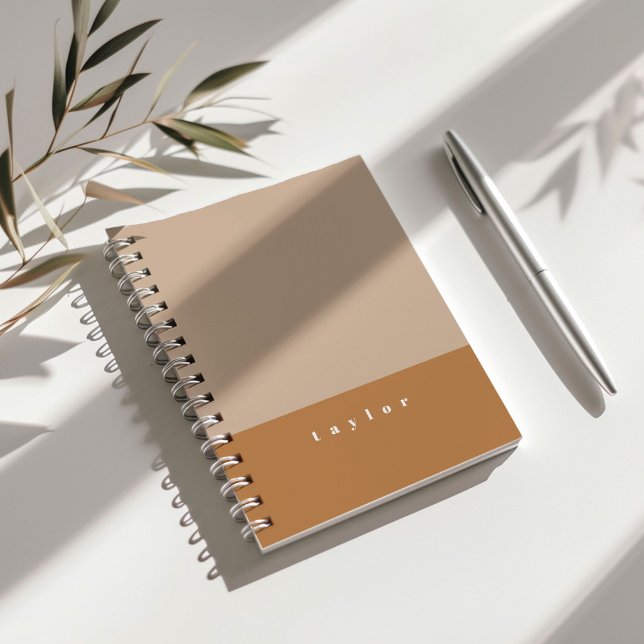 Espiral Caderno Personalizado Blush Color Block (Blush pink color block personalizable notebook.)
