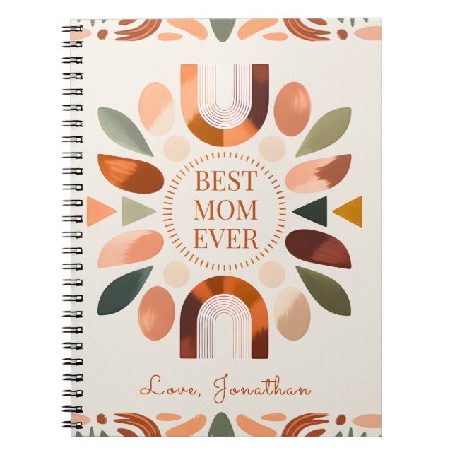 Espiral Caderno Personalizado Boho para Mãe Presente (Frente)