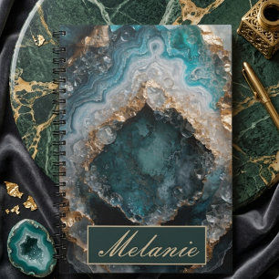 Espiral Caderno Personalizado Brilhante Verde Turquesa Dou