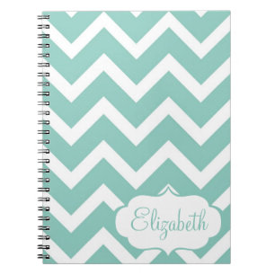 Espiral Caderno personalizado Chevron azul e branco