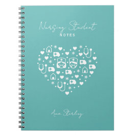 Espiral Caderno Personalizado Ciano Minimalista para Estud