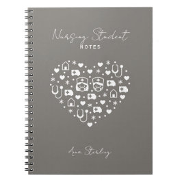 Espiral Caderno Personalizado Cinza Minimalista para Estud