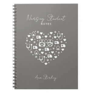 Espiral Caderno Personalizado Cinza Minimalista para Estud