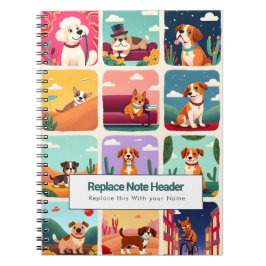 Espiral Caderno Personalizado Colorido Cachorros Fofos