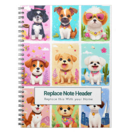 Espiral Caderno Personalizado Colorido Cachorros Fofos