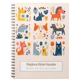 Espiral Caderno Personalizado Colorido de Cachorros Fofos