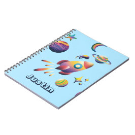 Espiral Caderno Personalizado Colorido Planetas Espaciais