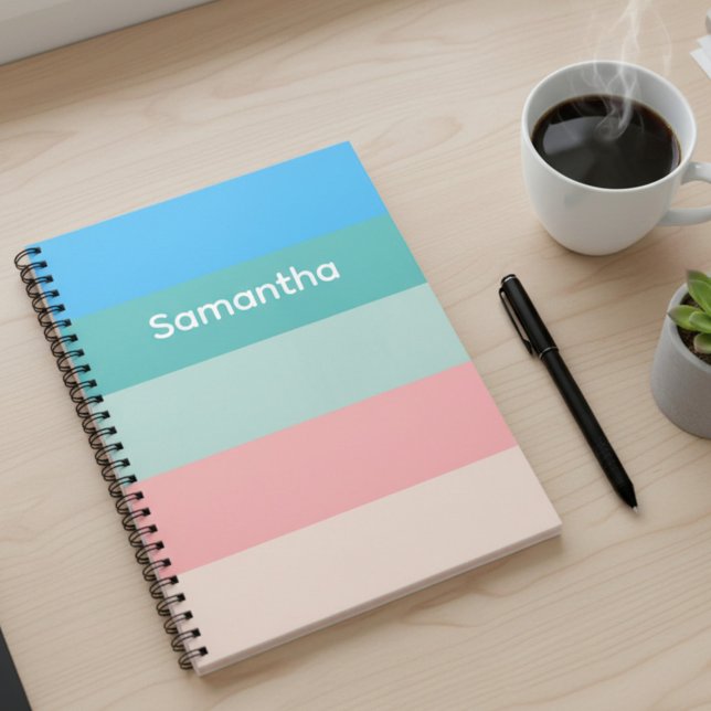 Espiral Caderno Personalizado com Bloco de Cor Listrado Ca (Criador carregado)