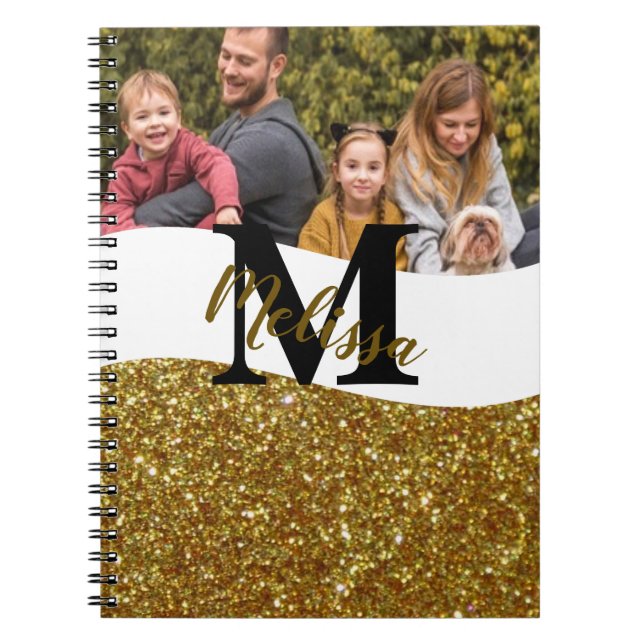 Espiral Caderno personalizado com brilho e foto (Frente)