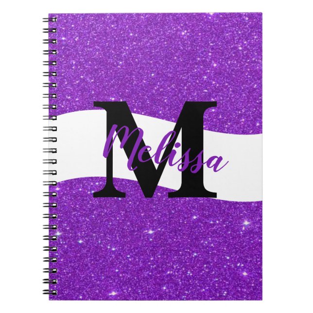 Espiral Caderno personalizado com glitter (Frente)