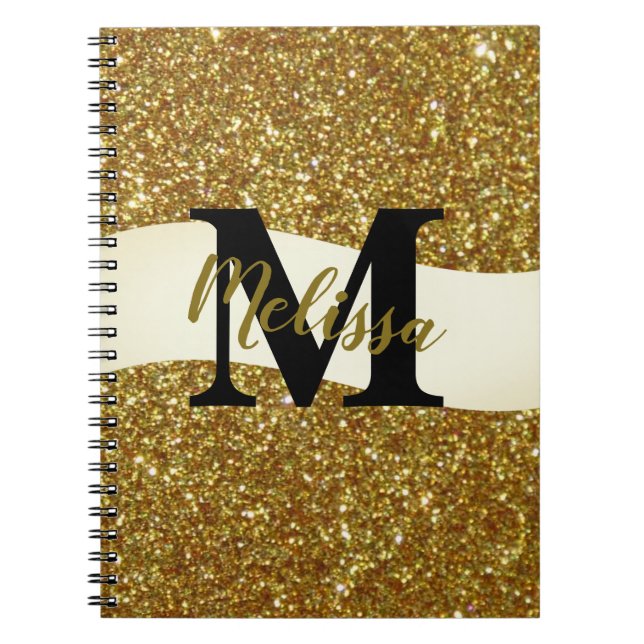 Espiral Caderno personalizado com glitter (Frente)