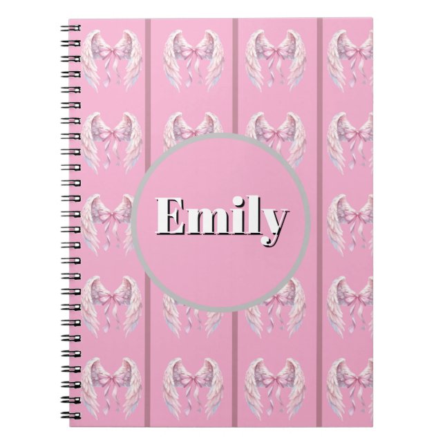 Espiral caderno personalizado com nome e laço (Frente)