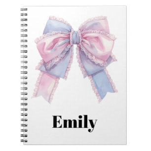 Espiral caderno personalizado com nome e laço