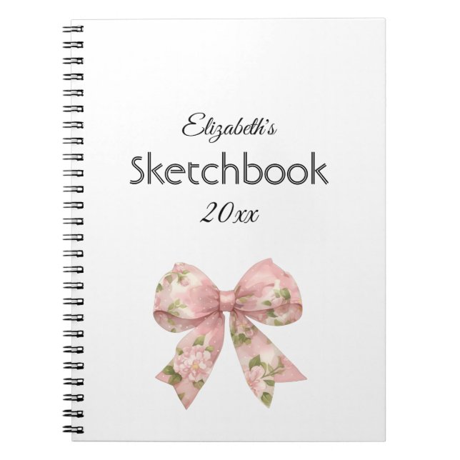 Espiral caderno personalizado com nome e laço (Frente)