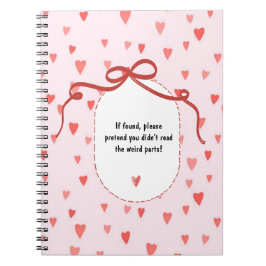 Espiral Caderno Personalizado com Padrão de Corações em Fi