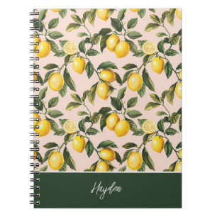 Espiral Caderno Personalizado com Padrão de Limão