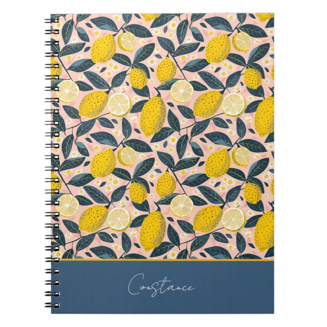 Espiral Caderno Personalizado com Padrão de Limão (Frente)
