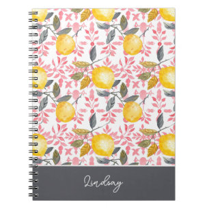 Espiral Caderno Personalizado com Padrão de Limão Journal