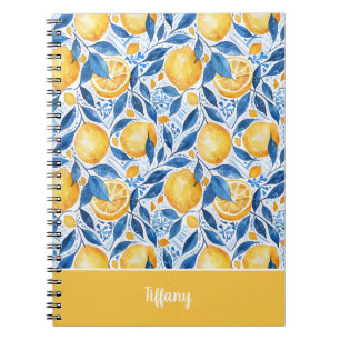 Espiral Caderno Personalizado com Padrão de Limão Journal